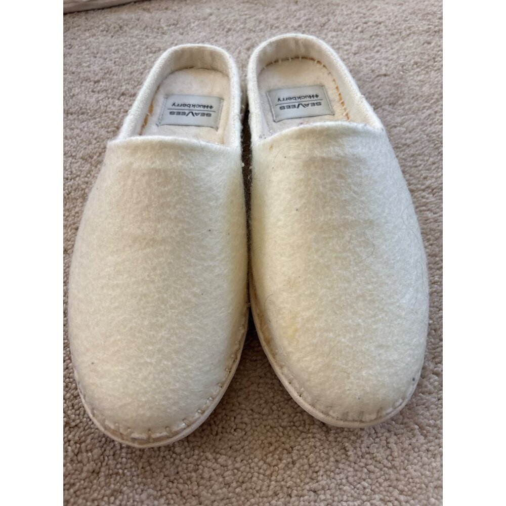 SeaVees + Huckberry Womens Wool Slippers Size 7 White Cozy Indoor Footwear - Picture 3 of 11